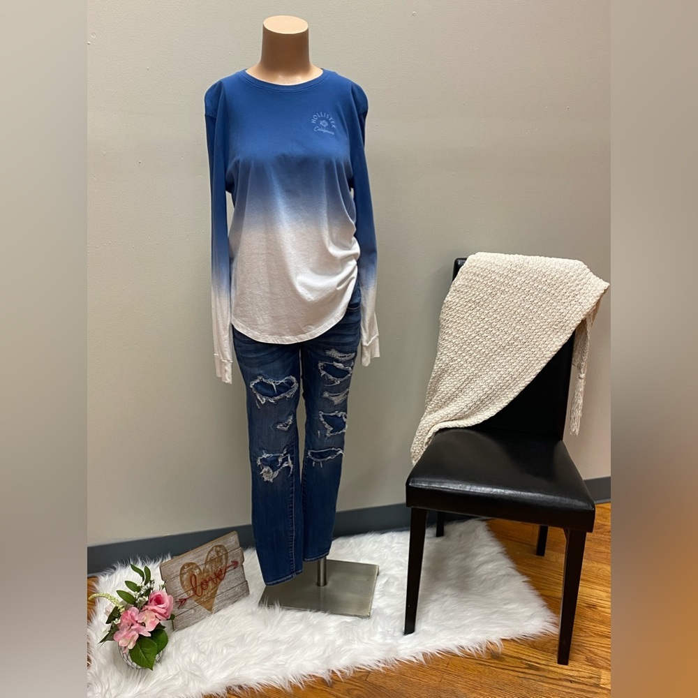 Hollister long sleeved ombré t-shirt